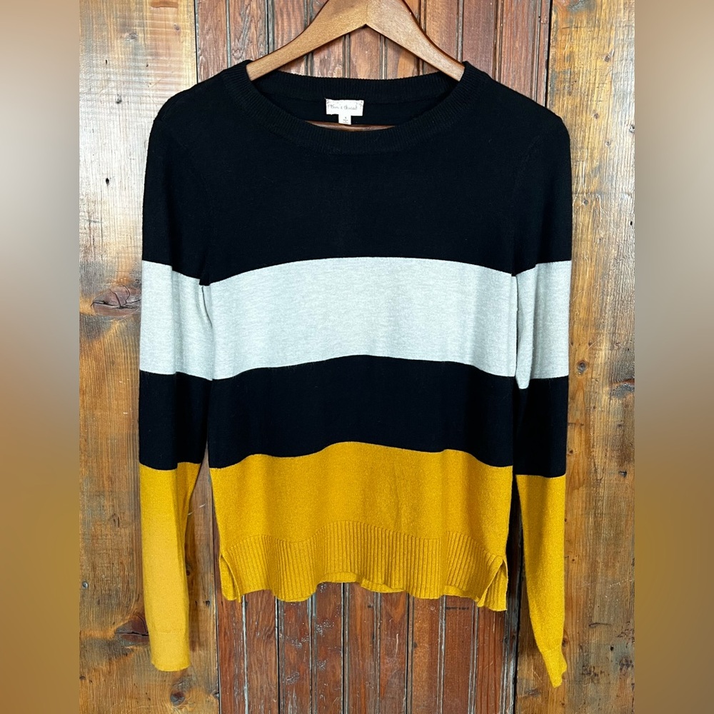 Hem & Thread Stripe Crewneck Sweater Size Small